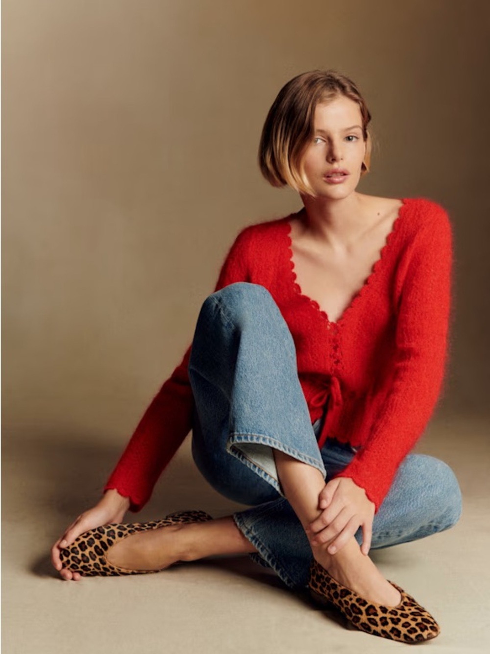 SÉZANE MATILDA LOW BALLET FLATS Leopard Print Brown/Black - Picture 5 of 14